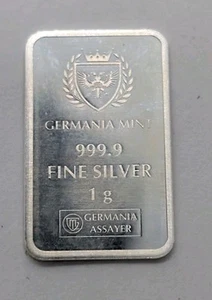 1g Germania Assayer Mint 999.9 Fine Silver Bars - Picture 1 of 2