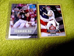 2018 Leaf ALL-AMERICAN Gold Baker Mayfield Oklahoma + Leaf Rookie #FL-01 MINT - Bild 1 von 3