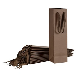 Wine Bags, 24pcs Brown 4 x 4 x 14 in for Wedding Birthday Party Supplies - Picture 1 of 7