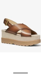 Michael Kors Becker Sandal Burnished Leather Platform Sandal- US SZ 5 - NIB - Picture 1 of 5