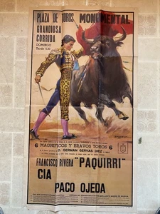 PLAZA DE TOROS MONUMENTAL Stierkampf Werbeplakat SEHR ALT siehe Bilder - Bild 1 von 8
