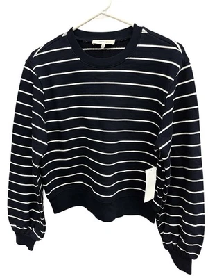 Sudadera blusa manga larga con marco para mujer azul marino y blanco talla grande de EE. UU. Foto 1 de 3