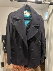 Diesel Only The Brave Double Breasted Outdoor Men's Pea Coat Navy Blue M Jacket - Picture 1 of 2