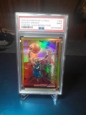 GILBERT ARENAS 2005-06 BOWMAN CHROME DRAFT PICKS GOLD REFRACTOR #D 7/50 PSA 9 - Image 1 of 2