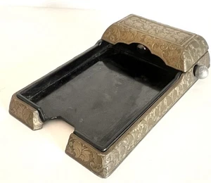 Vtg Eleanor Claire Metal Desktop Notepad/Memo w/Light & Pencil Silver Plated - Picture 1 of 23