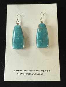 Navajo Kathy Webster Kingman Turquoise Earrings Sterling Silver - Picture 1 of 4