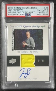 JOE BURROW PSA 8 2020 UD EXQUISITE '03-04 TRIBUTE ROOKIE PATCH AUTO RPA RC 74/99 - Picture 1 of 2