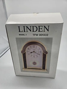 Vintage LINDEN Quartz Mantel Desk Clock Pendelum Japan Box Instructions - Picture 1 of 6
