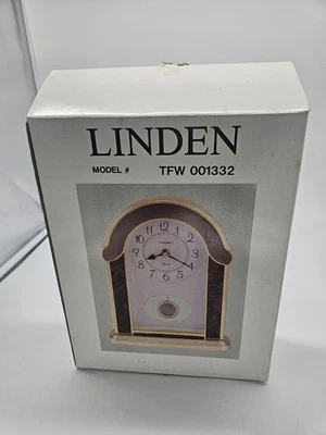 Vintage LINDEN Quartz Mantel Desk Clock Pendelum Japan Box Instructions - Image 1 of 4
