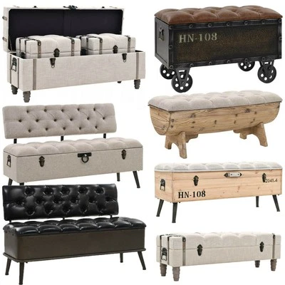 Truhenbank Aufbewahrungsbank Sitzbank Sitztruhe Sitzkommode Flurbank Polsterbank - Bild 1 von 4