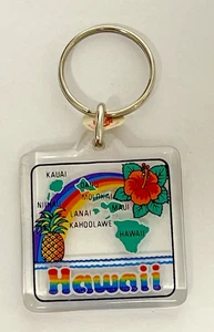 Vintage Hawaii Hawaii Inseln Schlüsselanhänger Kunststoff Schlüsselanhänger Anhänger Regenbogen - Bild 1 von 5
