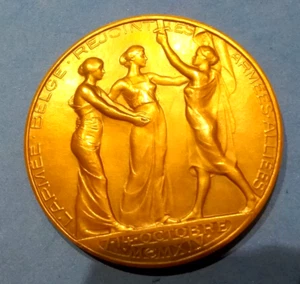 (pgasteelers1) Bélgica 1921 Ejército se reincorpora a los ejércitos aliados Fin WW Bz. medalla 70mm 🌠 - Imagen 1 de 7