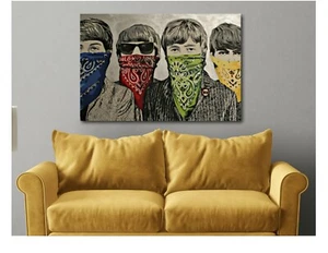 Banksy Beatles - Bandanas - Graffiti Leinwand Wandbild - Bild 1 von 5