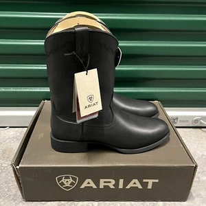 Bota Western ARIAT Heritage Roper Negra Para Hombre Talla 12 D Vaquera Pull On Negra NUEVA - Imagen 1 de 11