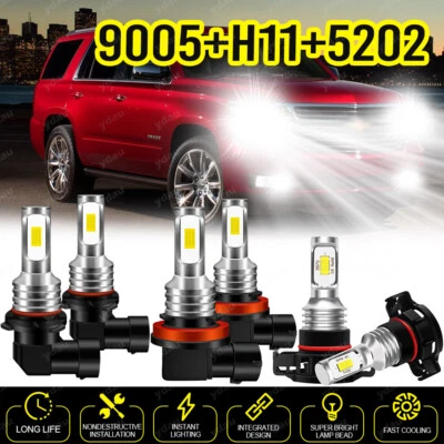 Farol de LED + kits de lâmpadas de neblina para Chevy Suburban Tahoe 6x 6000K 2007-2014 - Imagem 1 de 4