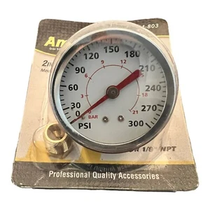 Amflo 2" Air Pressure Gauge 0-300 PSI Back Mount 1/4" or 1/8" NPT NEW - Picture 1 of 3