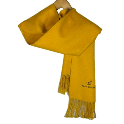 Alpaca Camargo Scarf Unisex Alpaca Wool Fringe Peru Yellow Neck warmer 68" X 9" - Image 1 of 4