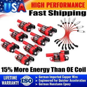 8 Ignition Bobina W/ Spark Wire Pack For GMC Chevy Silverado 1500 5.3L 2007-2016 - Picture 1 of 12