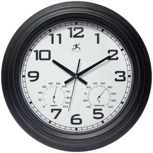 Infinity Instruments Wall Clock 18.5"X2.5" Round Plastic Analog Modern Black - Picture 1 of 4