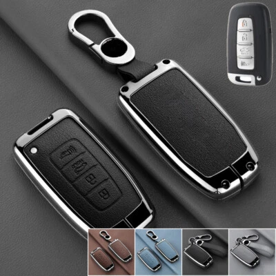 Zinc Alloy Leather Car Key Fob Case Cover For Kia Sportage Forte Optima Sorento Foto 1 de 4