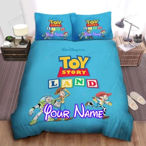 Personalized Toy Story Land Toy Story Characters Blue 3D Quilt Bedding Set Xmas - Picture 1 of 3
