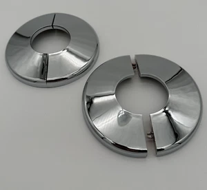 Set Of 2 Chrome Plastic Deck Pool Ladder Hand Rail Split Escutcheon Plate Cover - Picture 1 of 6