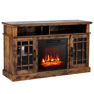 48" TV Stand Console Cabinet w/ Fireplace Entertainment Center For Living Room - Picture 1 of 10