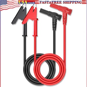 Multimeter Test Lead Banana Plug Right Angle to Alligator Clip Soft Wire - Picture 1 of 5