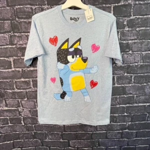 Bluey Men's SMALL Bandit Bingo Family Hearts Shirt Heart - Picture 1 of 8