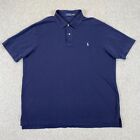 Polo Ralph Lauren Shirt Men's 2XB Big Solid Blue Short Sleeve Casual Rugby Polo