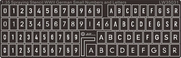 AM-WORKS LW35031 1/35 WWII German Turret Numbers & Letters (Small) -Stencil Mask - Image 1 of 1