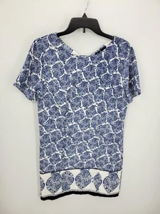 Lulus Dress Womens Medium Blue White Paisley Border Print Boho Shift Back Cutout - Picture 1 of 7