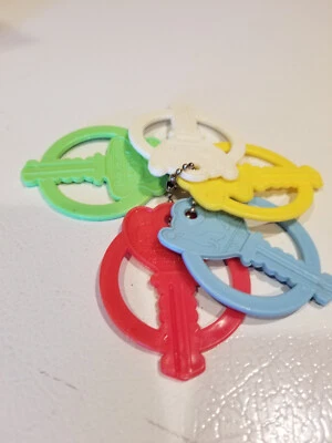 Vintage 1980s Plastic Baby Rattle Teething Keys With Animals - Image 1 of 3