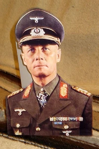 German WW 2 General Erwin Rommel Colorized Photo Standee 10.5" Tall - Picture 1 of 3