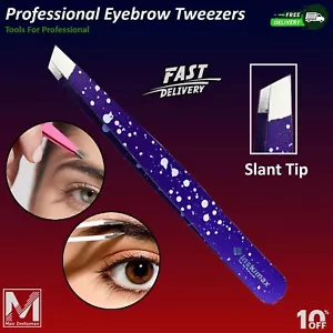 Professional Eyebrow Tweezers Slant Tip |Precision Hair Tweezer for Men & Women - Picture 1 of 4