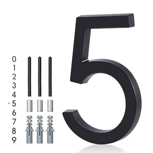 Floating House Number 5 6 Inch Modern Home Mailbox Street Black Address - Picture 1 of 6