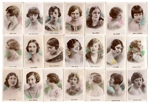 1927 48 tarjetas de cigarrillos foto real ""Tipos de belleza moderna"" teñidas Inglaterra identificada" - Imagen 1 de 4