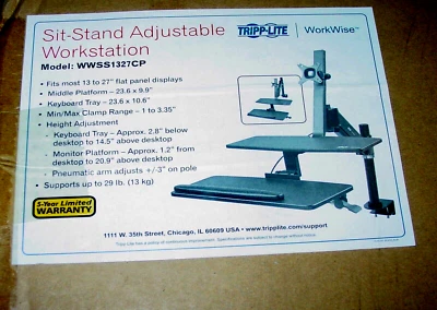 Sit Stand Adjustable Desktop Custom Workstation Standing Desk Multi Platform NOS - Image 1 of 4