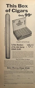 Anuncio impreso vintage John Surrey Cigar Club Pershing Square Palmas 1966 - Imagen 1 de 4