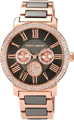 Vince Camuto Feminino VC/5001 Swarovski Cristal Acentuado Gunmetal Ouro Rosa - Imagem 1 de 4