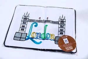 Pottery Barn Teen Embroidered London Bridge Decorative pillow cover 12x16 - Picture 1 of 3