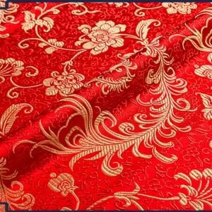 Chinese Satin Material Brocade Jacquard Damask Tang Suit Upholstery By Metre Red - Picture 1 of 18