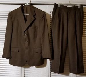 Vinci Men's 38S Jacket 32x24.5 Pants Suit Brown Polyester Rayon 2-Piece - Picture 1 of 13
