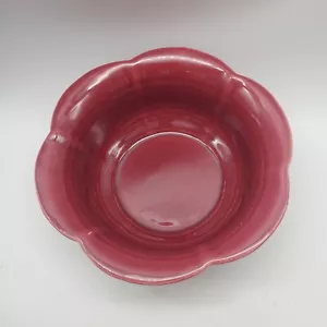 1976 Haeger Ceramic Bowl Pottery Large Maroon Flower Shaped Edges 3227 Rare Vtg - Picture 1 of 10