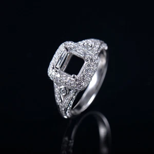 Princess Cut 5x5 Solid 14K Gold Natural diamond Semi Mount Ring Setting - Picture 1 of 5