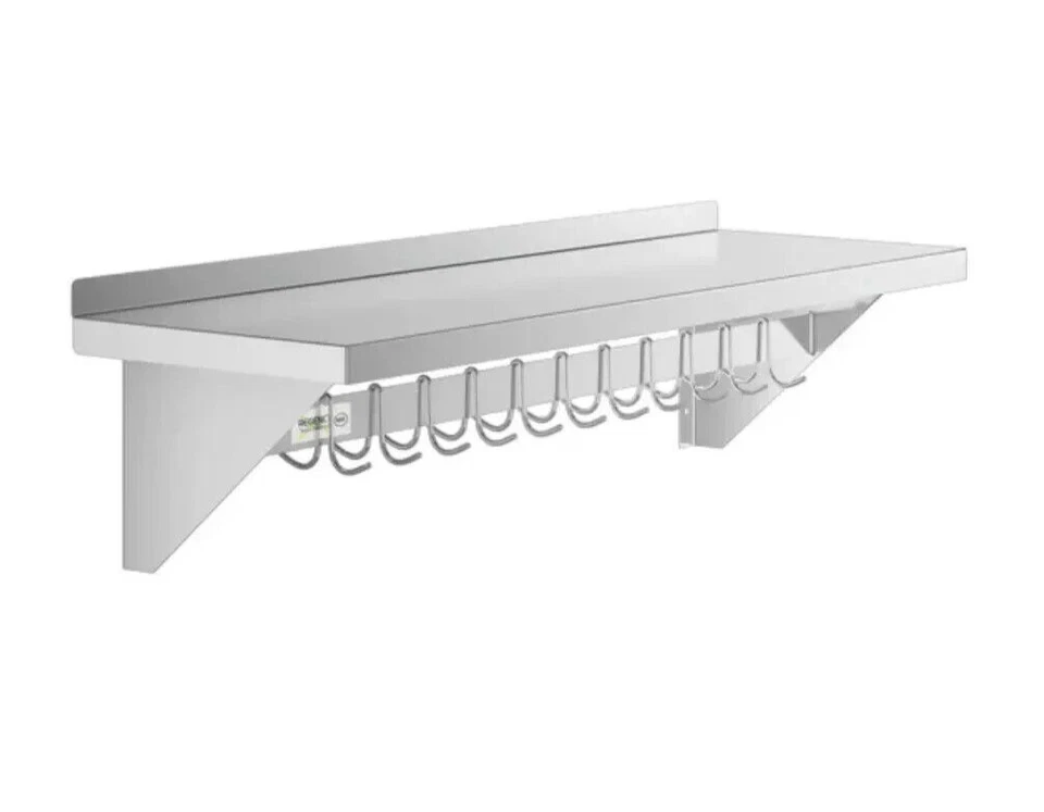 Estante para olla de pared de acero inoxidable de 15" x 48" comercial restaurante cocina Foto 1 de 4