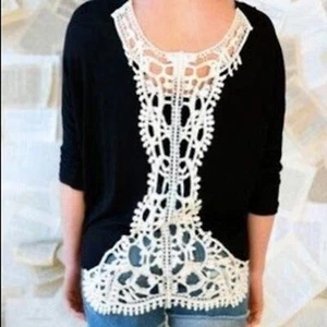 Boutique Black Lace Crochet Spine Back-Size XL-Sheer-Coverup-Swim-Reversible - Picture 1 of 7