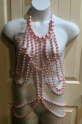 CADENA CORPORAL DIAMONIQUE Sassy Jones Rosa Perla - Talla L/XL - Nueva Foto 1 de 4