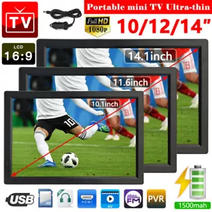 10/12/14/15.4'' 1080P HDMI Portable TV Digital Television Player 12V & UK Plug - Picture 1 of 19