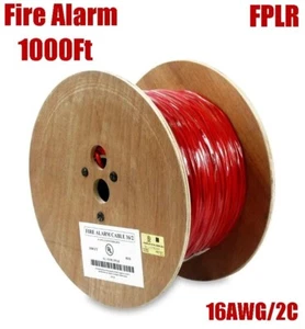 1000FT 16AWG 2C Fire Alarm Cable Solid Bare Copper Wire Unshielded FPLR Cord UL - Picture 1 of 2